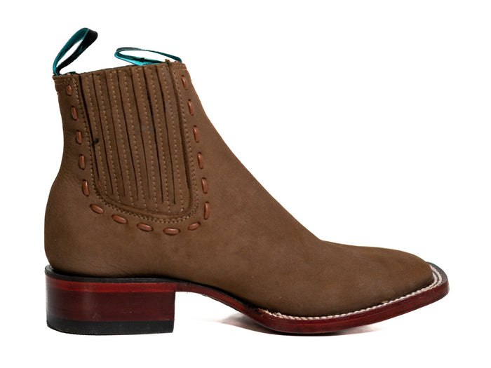 Los Altos Women's Boot Wide Square Toe Nobuck Taupe Leather Sole - Nobuck Taupe