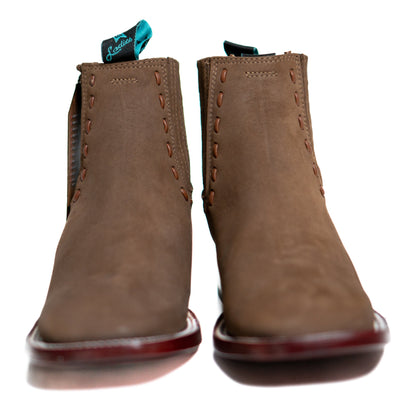 Los Altos Women's Boot Wide Square Toe Nobuck Taupe Leather Sole - Nobuck Taupe