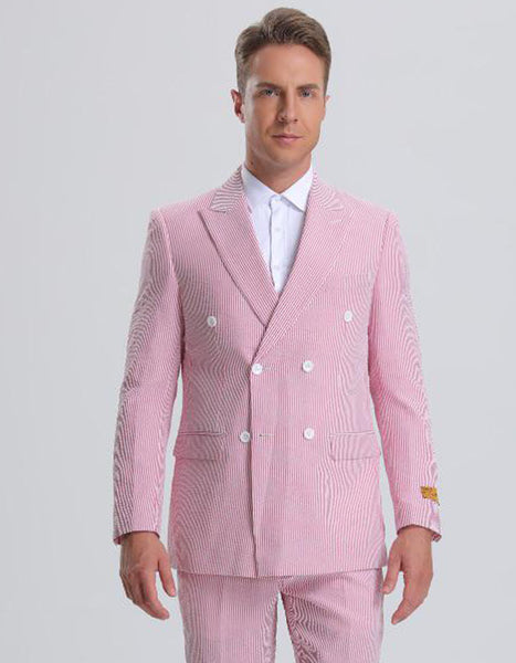 Men’s Purple Pinstripe Mardi Gras Suit | Classic Double Breasted Formal Carnival Suit