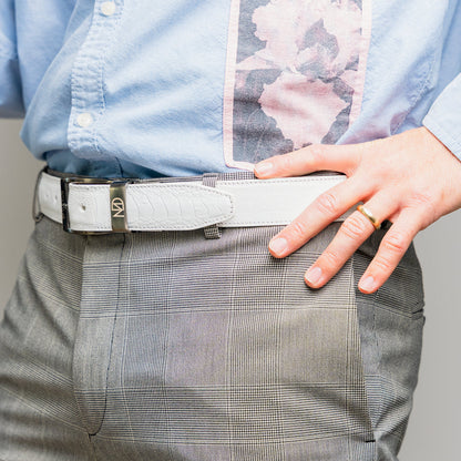 Marco Di Milano Alessio Belt White Leather Loafers