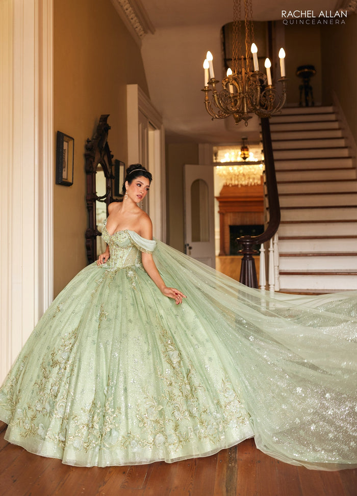Rachel Allan RQ3146 Cape Sleeve Quinceanera Dress