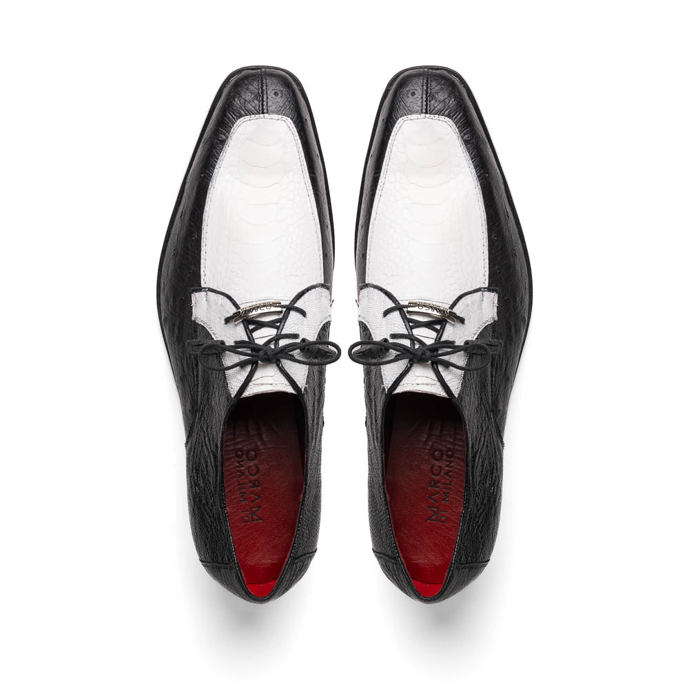Marco Di Milano Andretti Black/White Ostrich Leg Shoes