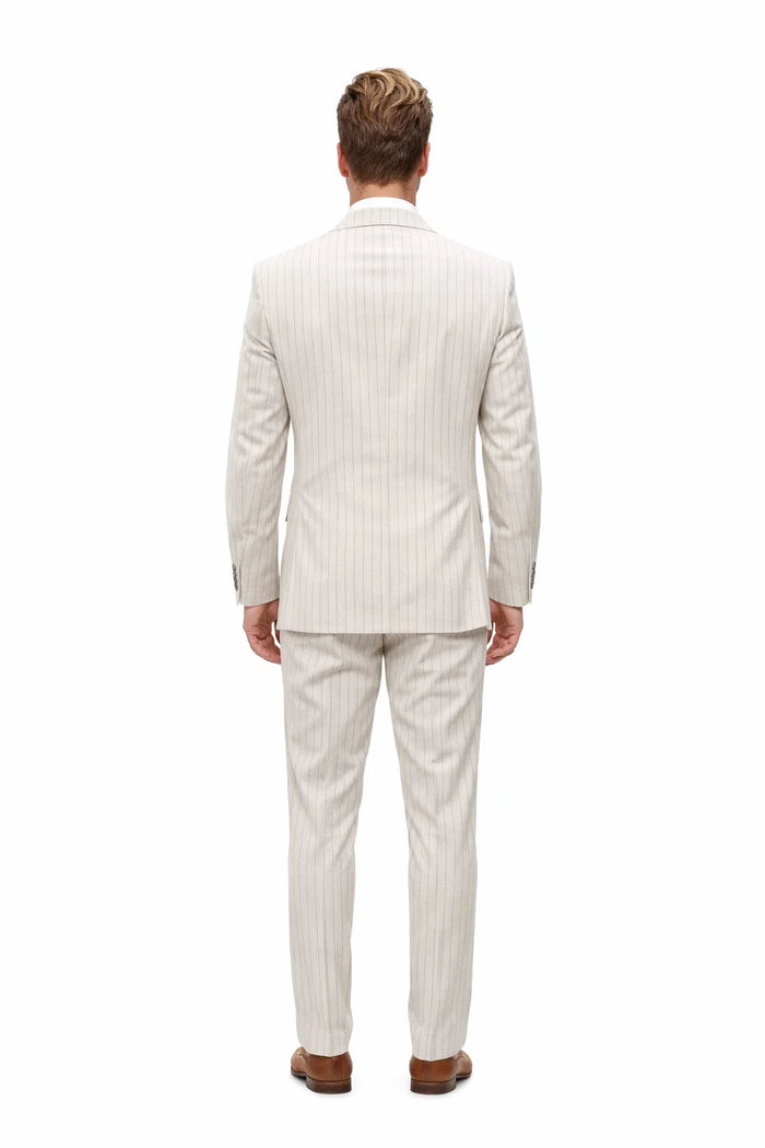 Statement Men’s 2-Piece 100% Wool Double Breasted Pinstripe Suit