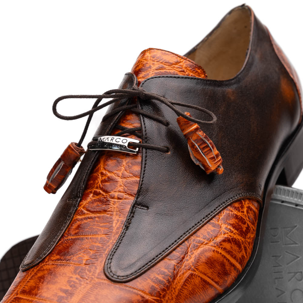 Marco Di Milano Anzio Brandy Alligator & Calfskin Derby