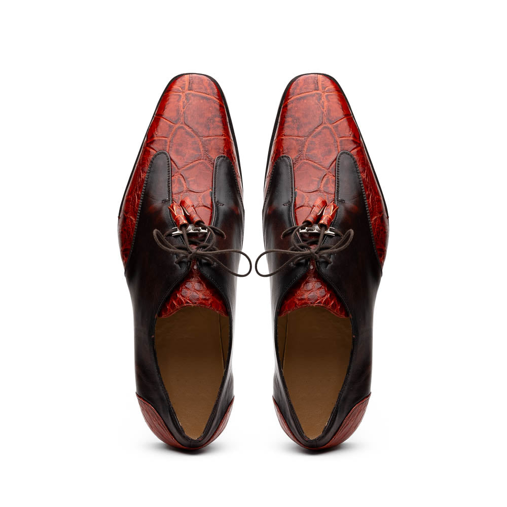 Marco Di Milano Anzio Cognac Alligator & Calfskin Derby