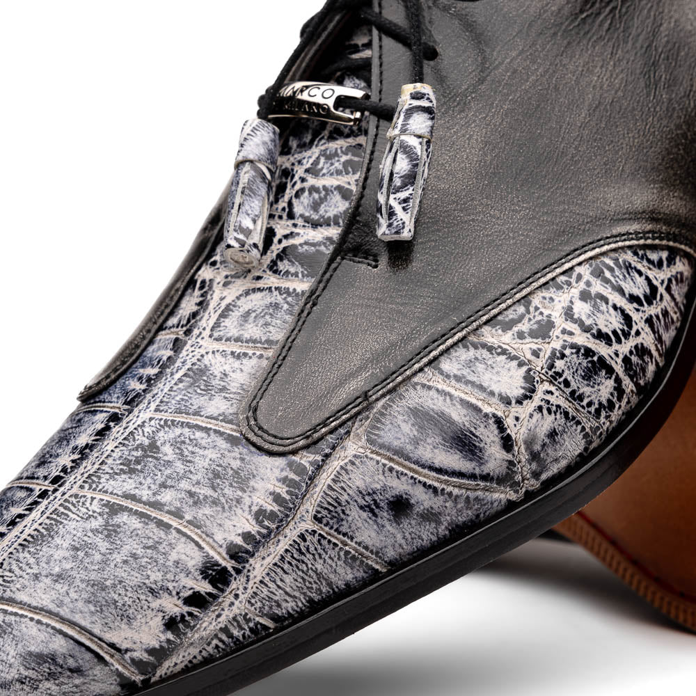 Marco Di Milano Anzio Newspaper Grey Alligator & Calfskin Derby