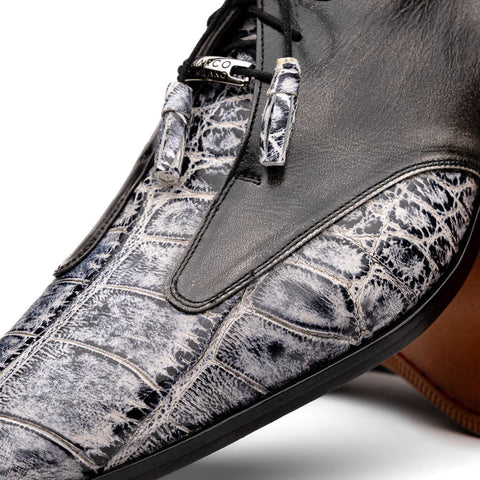 Marco Di Milano Anzio Newspaper Grey Alligator & Calfskin Derby