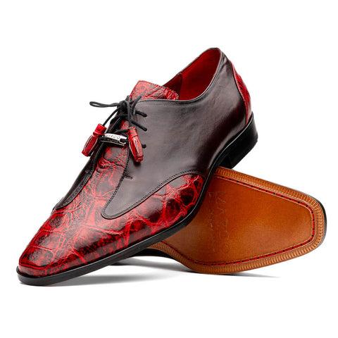 Marco Di Milano Anzio Black Cherry Alligator & Calfskin Derby