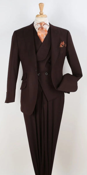 Apollo King Mens 3 Piece 100% Super 150s Wool Suit – High Fashion Double Breasted Vest, Peak Lapel Jacket