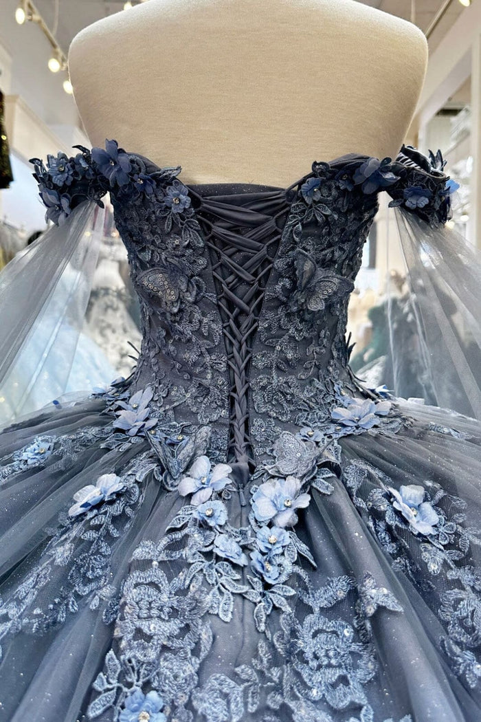 Applique Cape Sleeve Gown by Elizabeth KGL3181