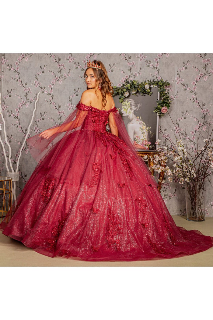 Applique Cape Sleeve Gown by Elizabeth KGL3181