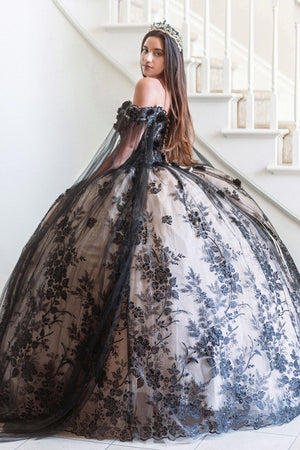 Applique Cape Sleeve Ball Gown by GLS Gloria GL3500 - Quinceanera Dresses