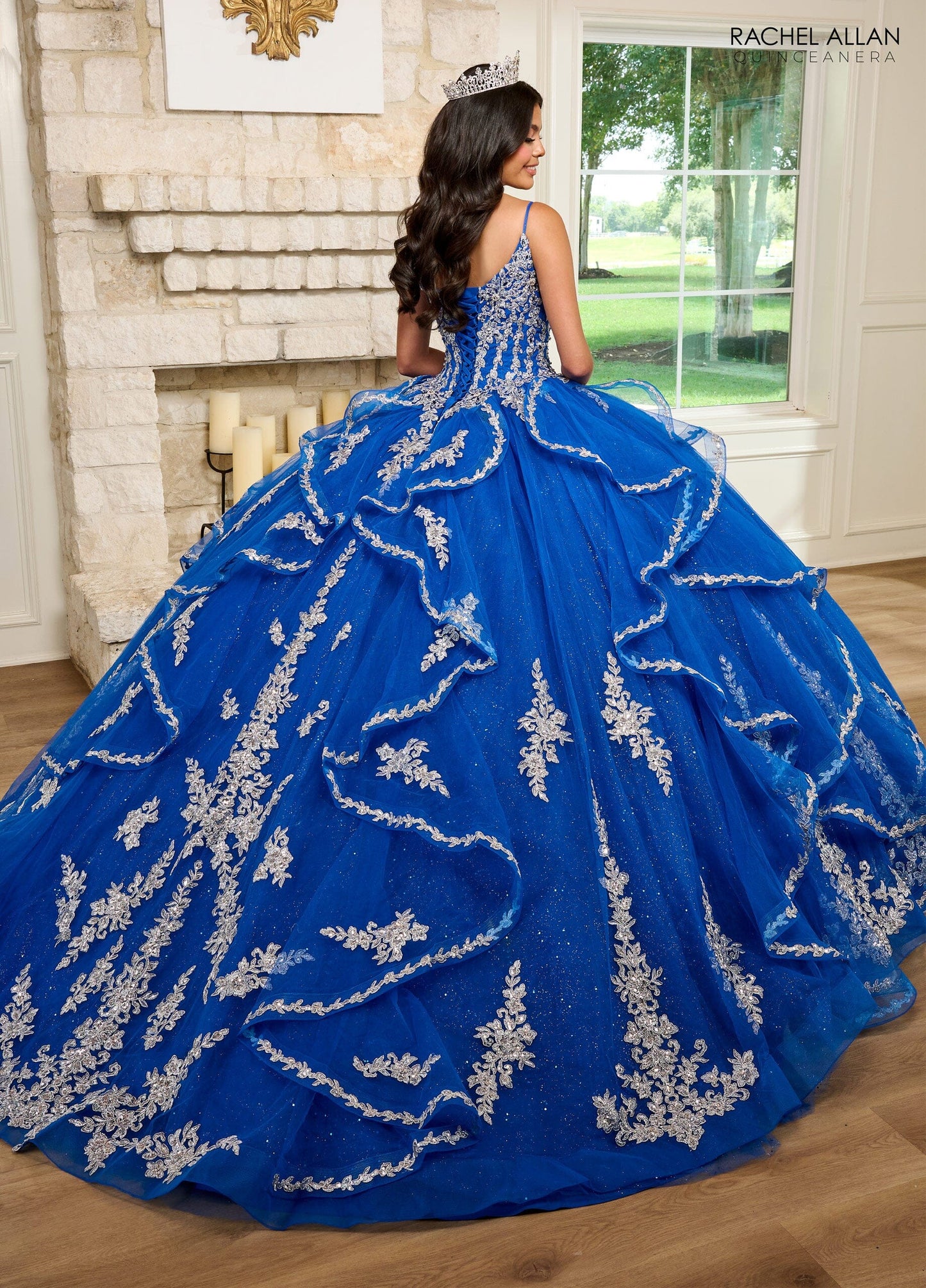 Rachel Allan RQ1137 Applique Long Sleeve Quinceanera Dress