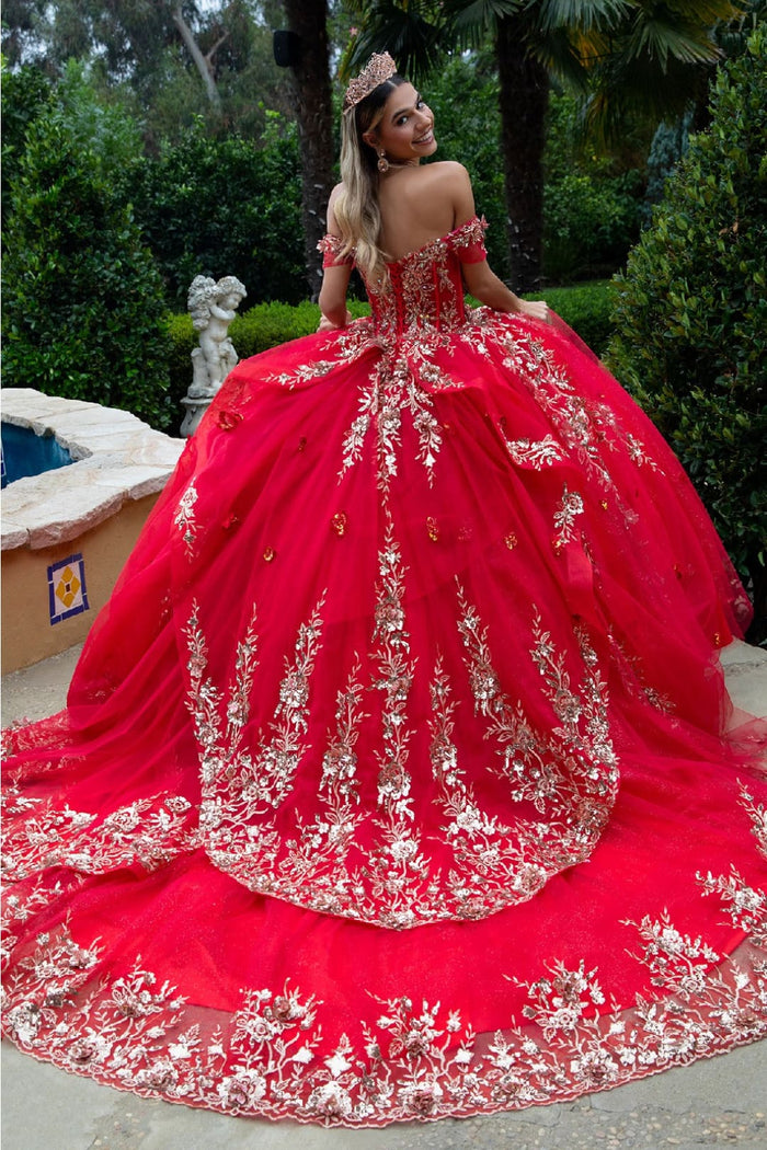 Red And Gold Quinceanera Dresses | Ball Gown by GL3522
