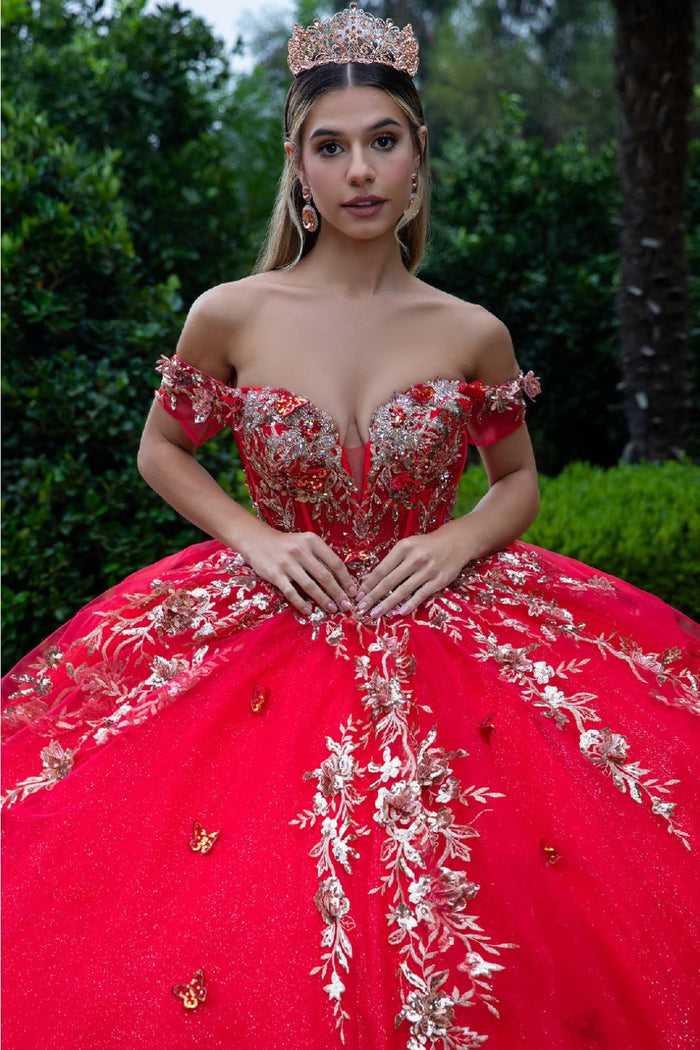 Red And Gold Quinceanera Dresses | Ball Gown by GL3522