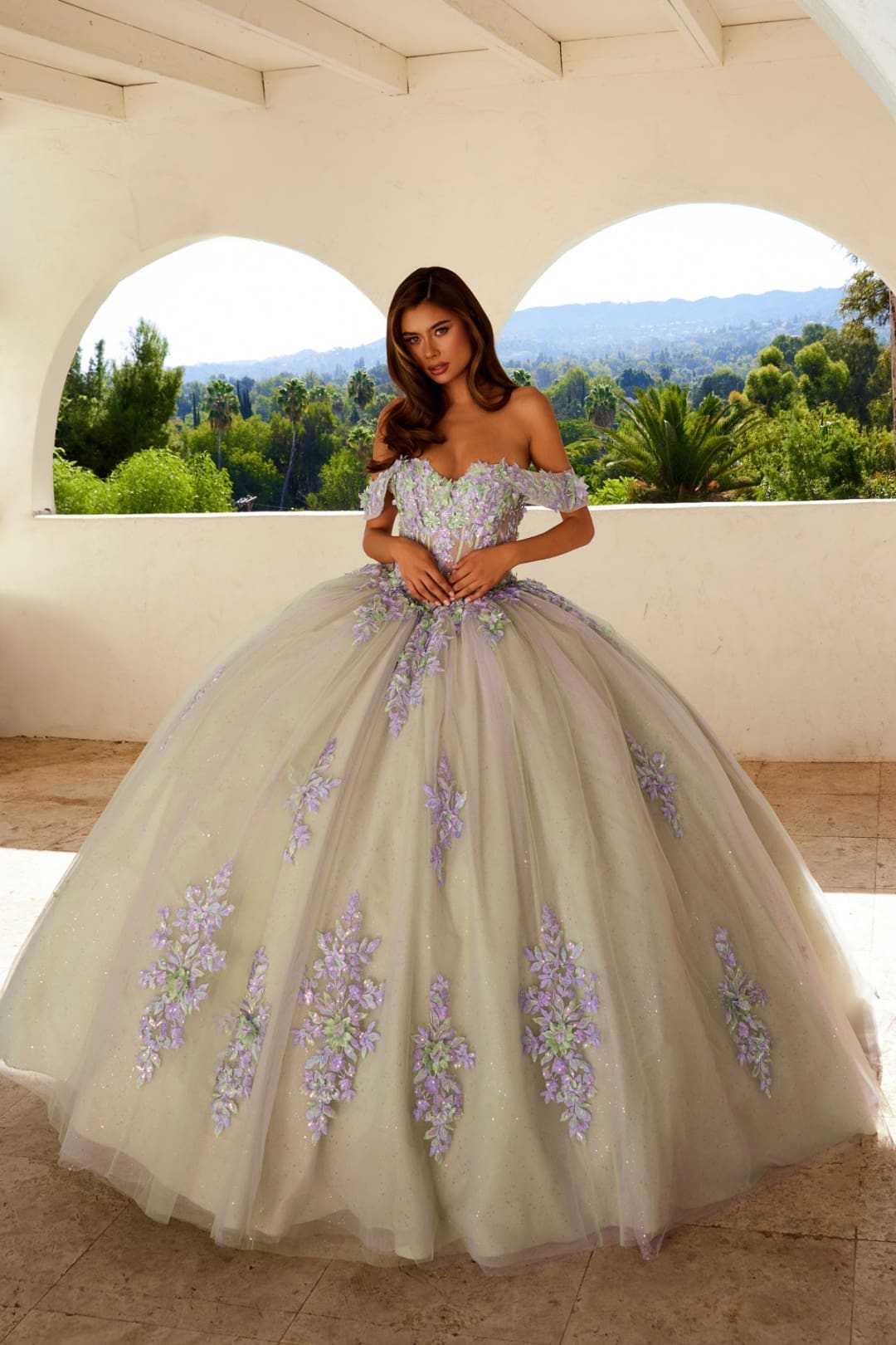 Applique Off Shoulder Ball Gown by Juliet JT1479J - Quinceanera Dresses