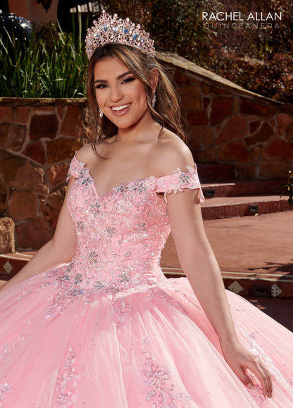 Rachel Allan RQ1121 Applique Off Shoulder Quinceanera Dress