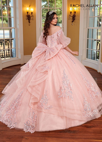 Rachel Allan RQ1110 Applique Puff Sleeve Quinceanera Dress