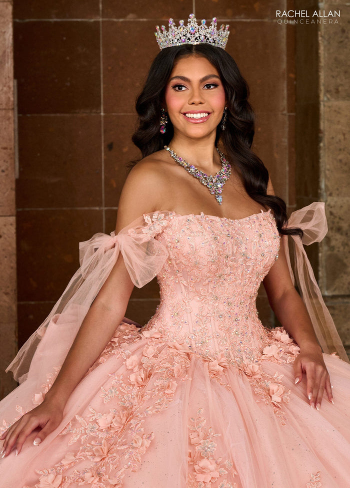 Rachel Allan RQ1132 Applique Sheer Corset Quinceanera Dress