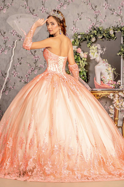 Applique Strapless Bell Sleeve Ball Gown by GLS Gloria GL3235 - Quinceanera Dresses