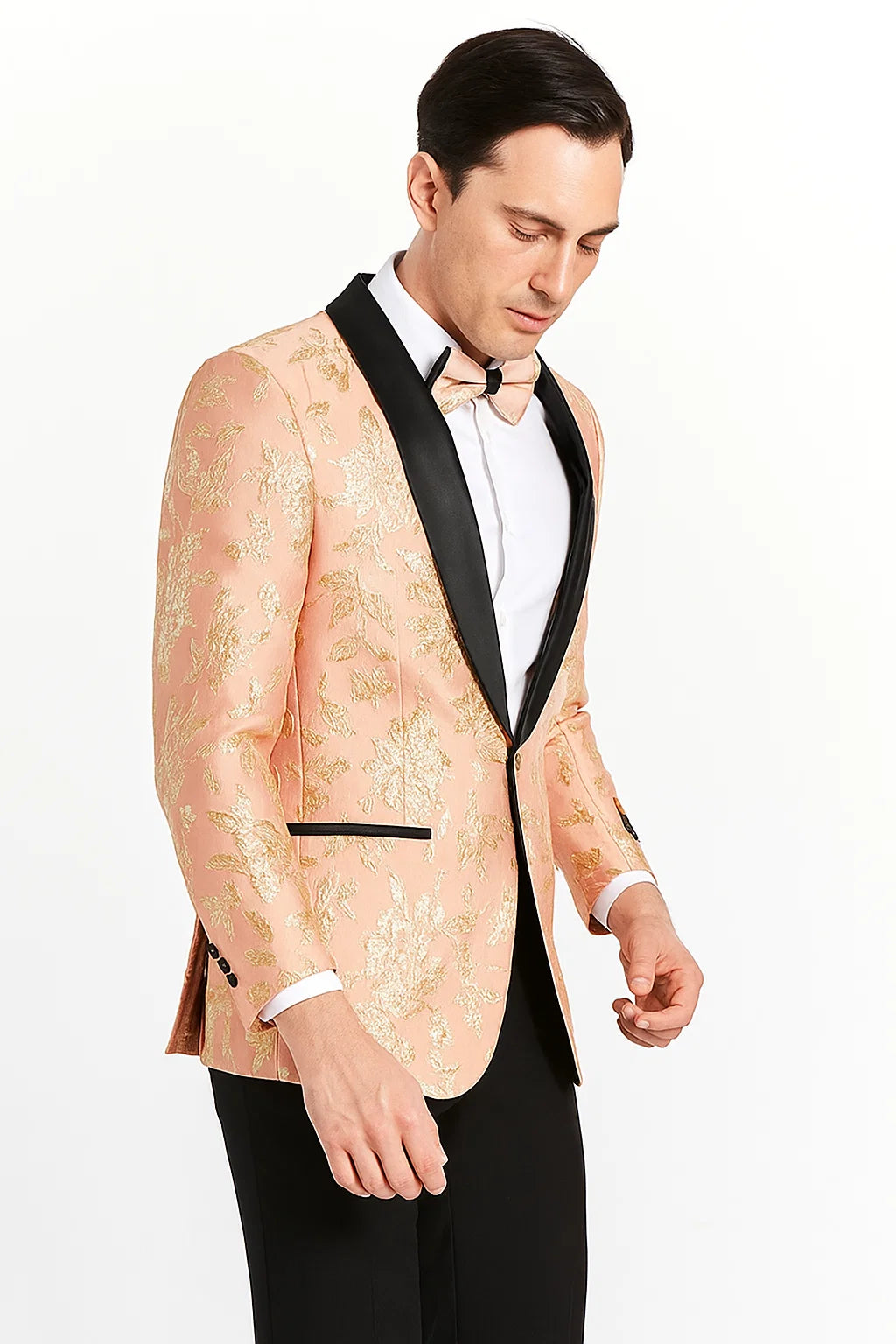 Mens Rose Gold | Blush Floral Paisley Prom Tuxedo Dinner Jacket