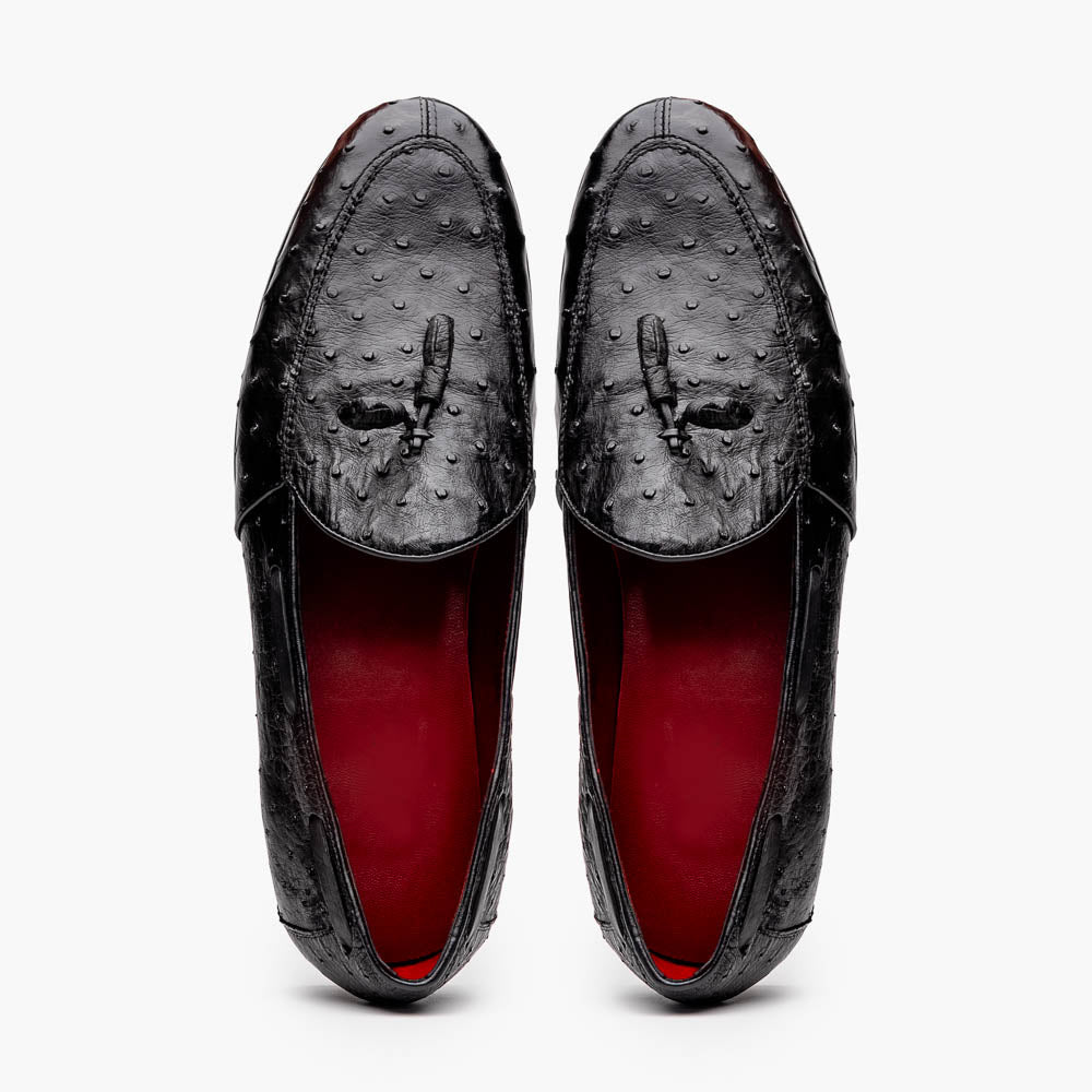 Marco Di Milano Aubiere Black Ostrich Quill Tassel Loafers