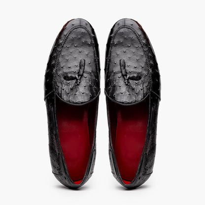 Marco Di Milano Aubiere Black Ostrich Quill Tassel Loafers