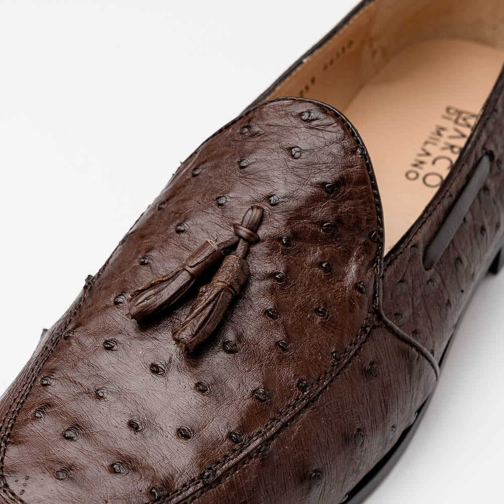 Marco Di Milano Aubiere Brown Ostrich Quill Tassel Loafers