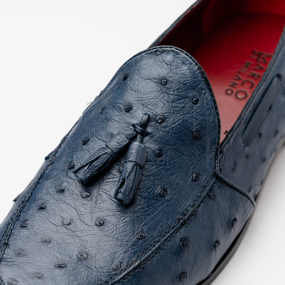 Marco Di Milano Aubiere Navy Ostrich Quill Tassel Loafers