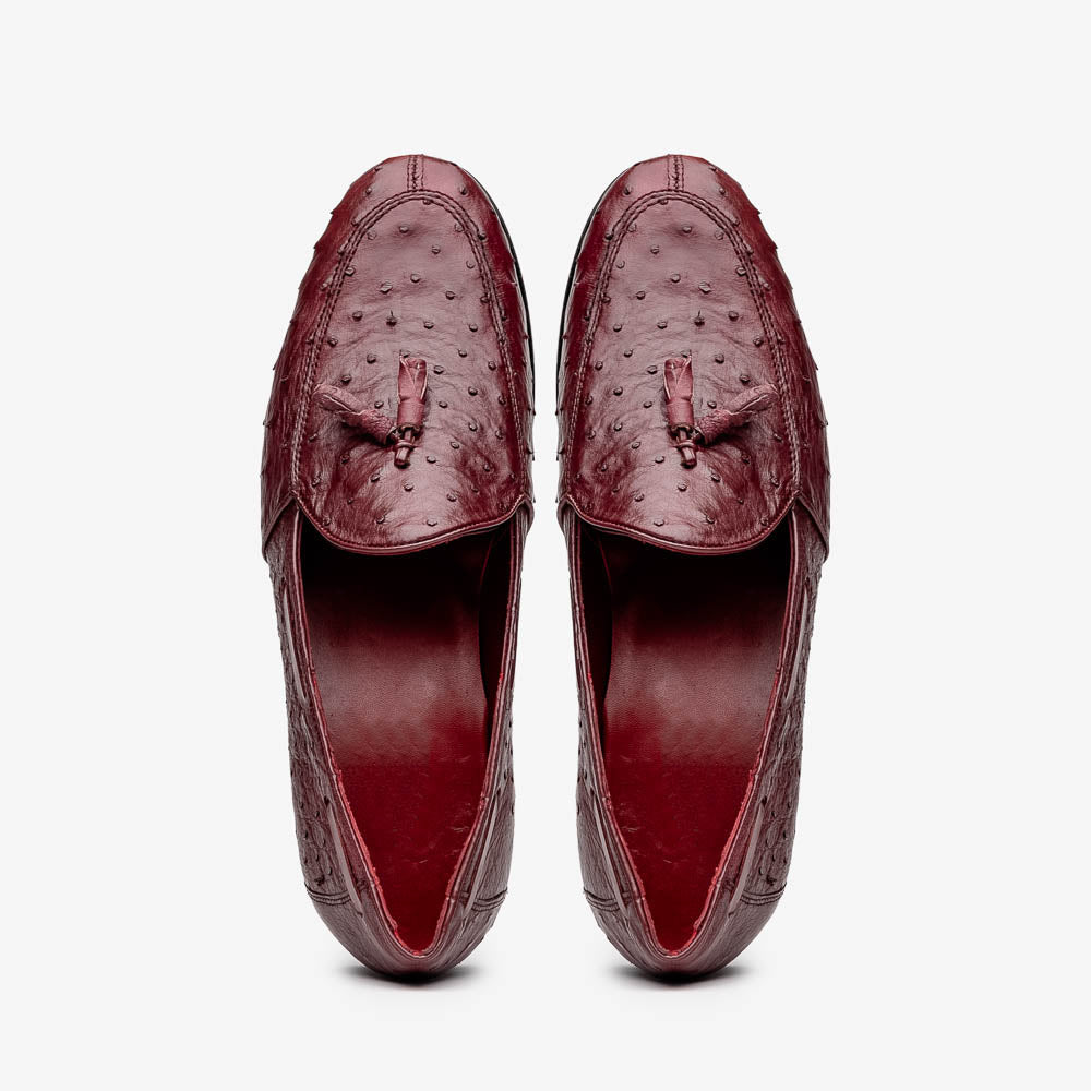 Marco Di Milano Aubiere Wine Ostrich Quill Tassel Loafers