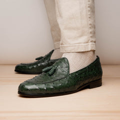 marco-di-milano-aubiere-green-ostrich-quill-tassel-loafers