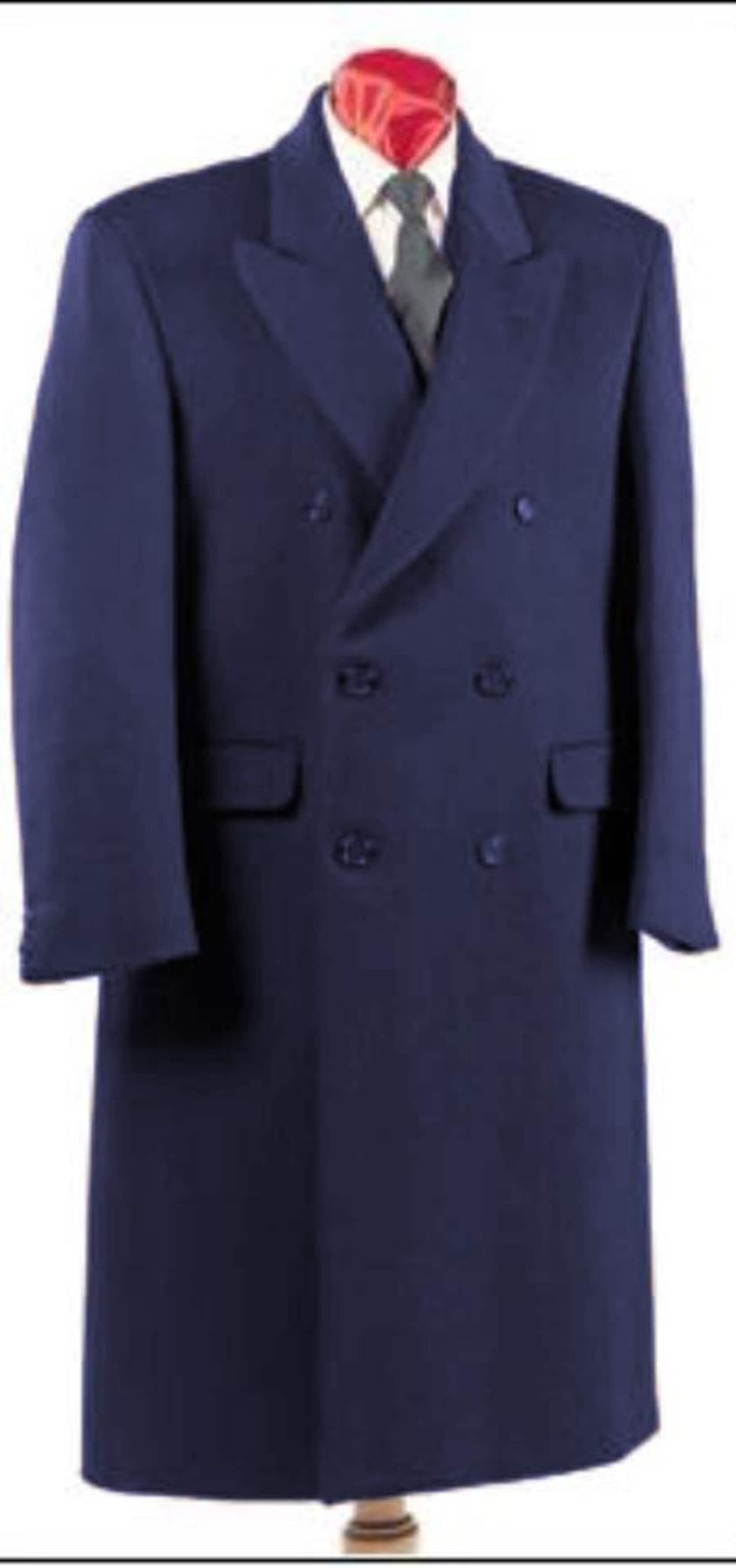 Coat Authentic Fully Lined Double Breasted men's Wool Blend Long Dress Coat