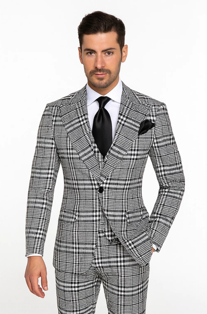 One Button 3 Piece Suit by Rossiman