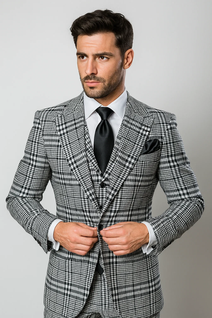 One Button 3 Piece Suit by Rossiman