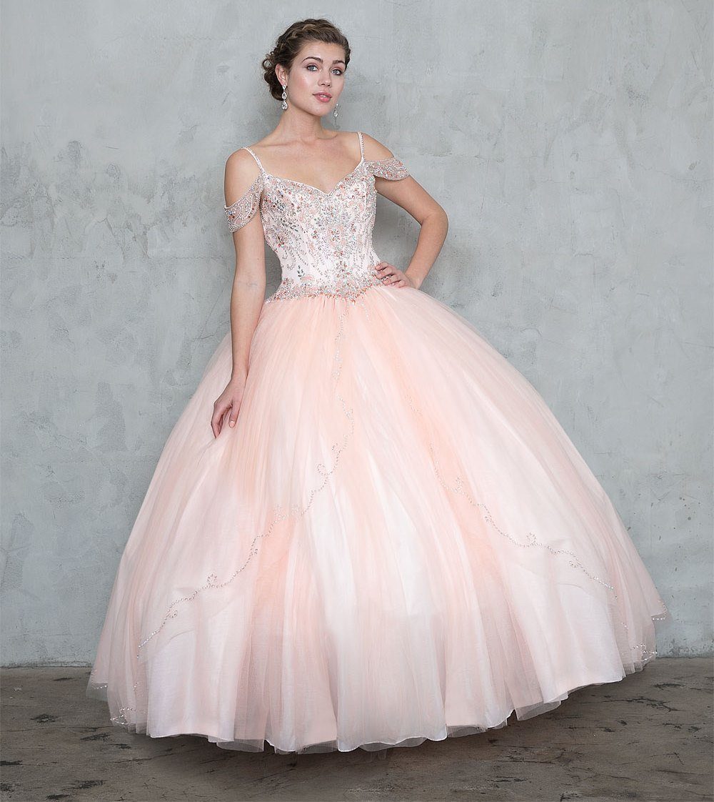 Beaded Long Cold Shoulder Dress with A-Line Skirt: Calla KY78011