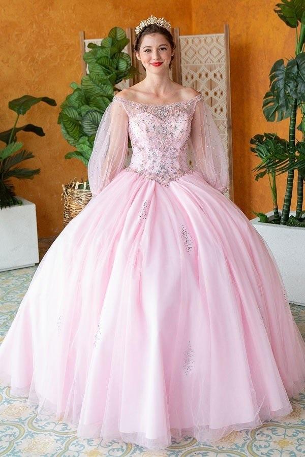 Beaded Long Sleeve Quinceanera Dress by Calla KY-71289