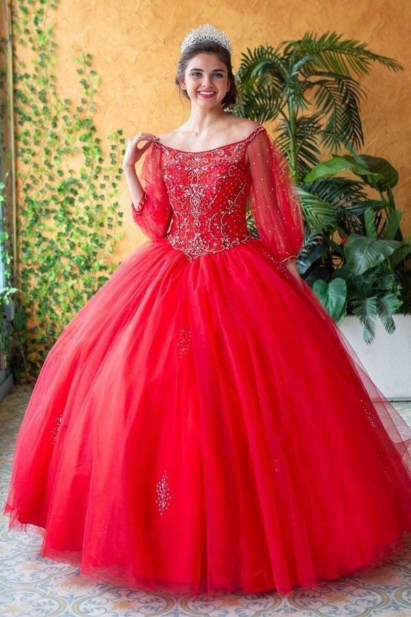 Beaded Long Sleeve Quinceanera Dress by Calla KY-71289