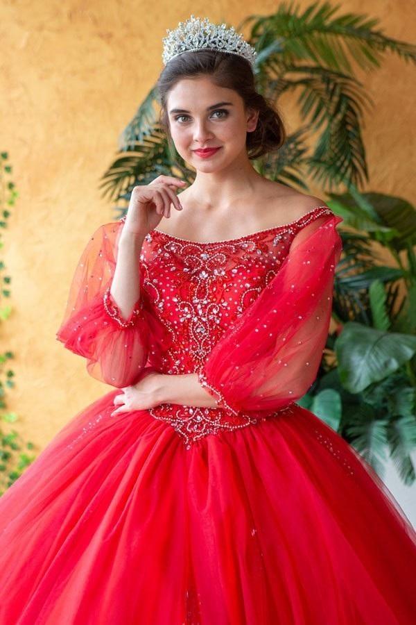 Beaded Long Sleeve Quinceanera Dress by Calla KY-71289