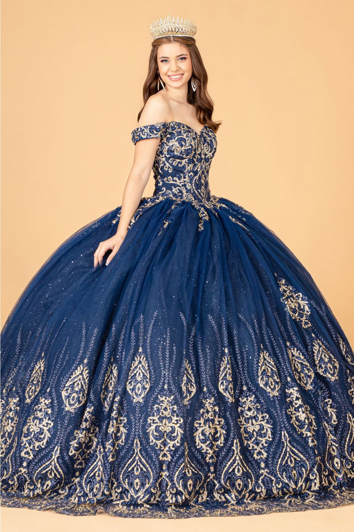 Beaded Off Shoulder Ball Gown by Elizabeth KGL3079
