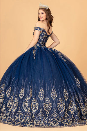 Navy & Gold Quinceanera Gown by Elizabeth K GL3079