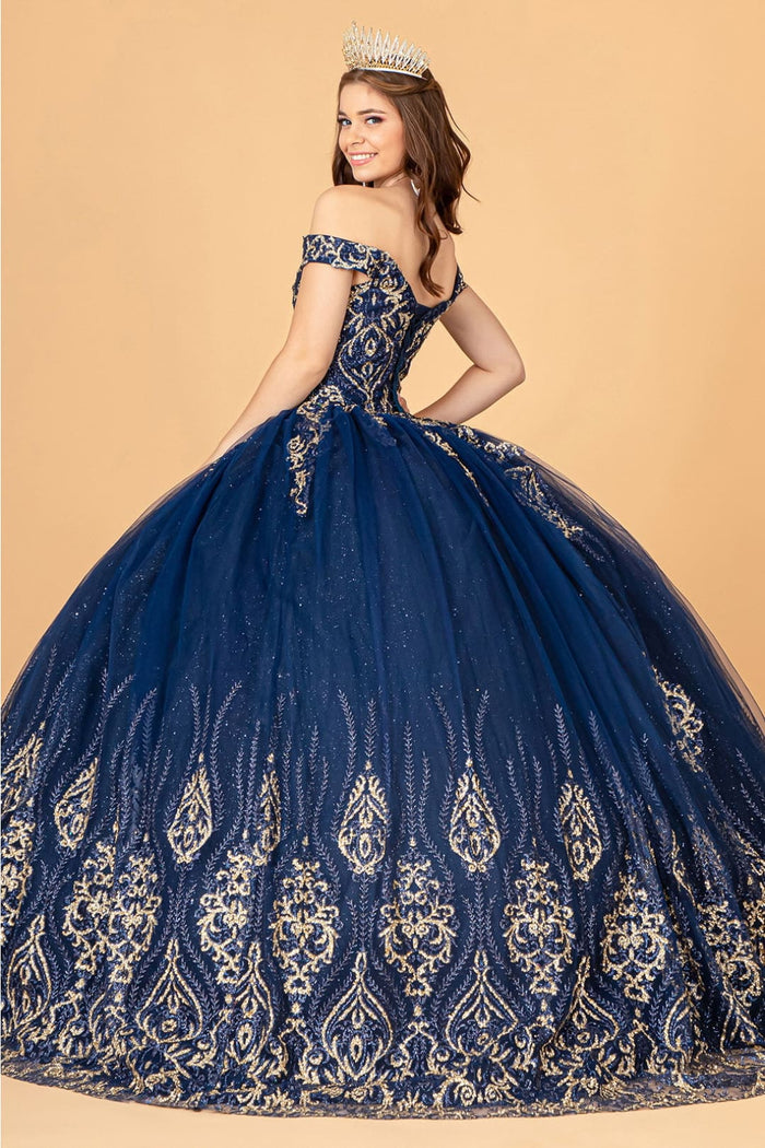 Navy & Gold Quinceanera Gown by Elizabeth K GL3079