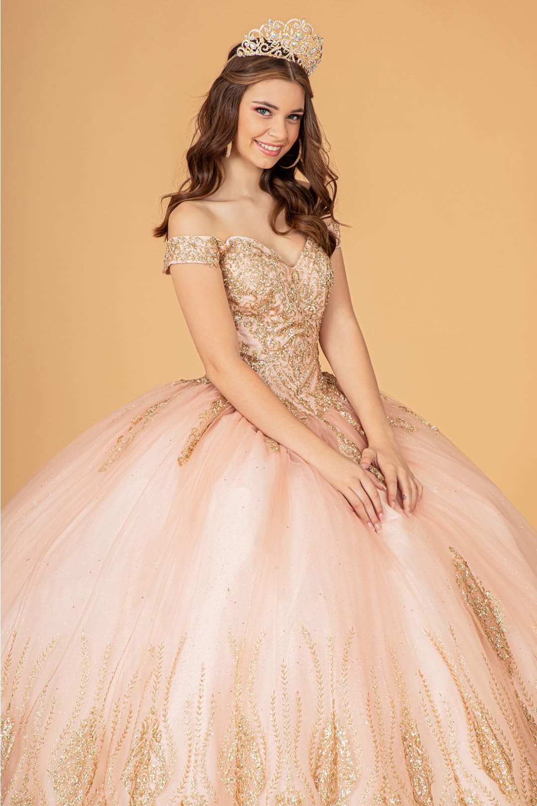 Beaded Off Shoulder Ball Gown by Elizabeth K GL3079 - Quinceanera Dresses