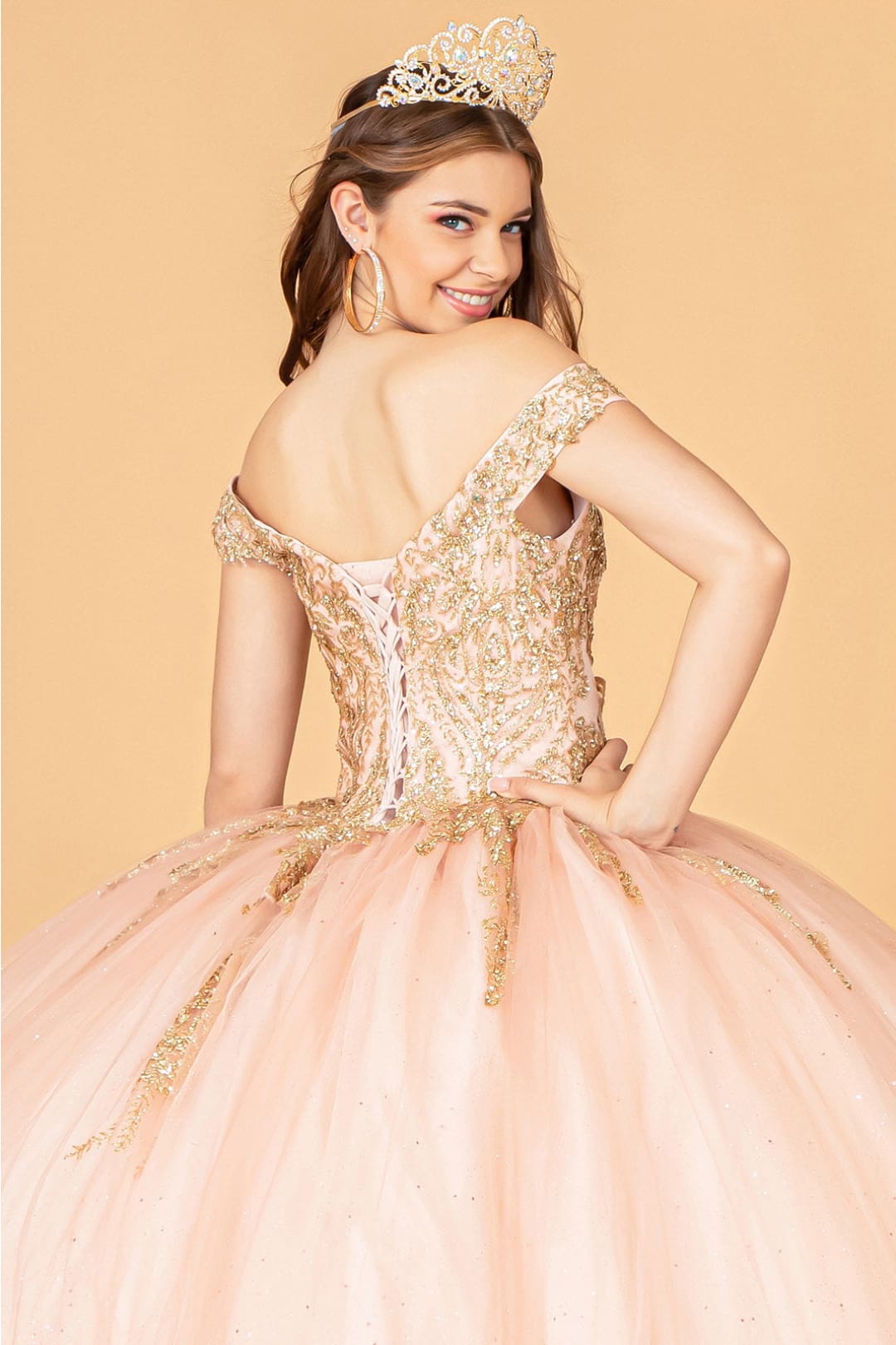Beaded Off Shoulder Ball Gown by Elizabeth K GL3079 - Quinceanera Dresses