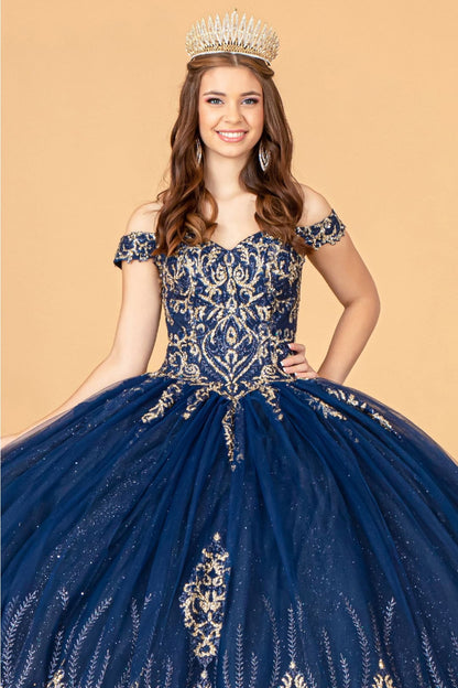Beaded Off Shoulder Ball Gown by Elizabeth KGL3079