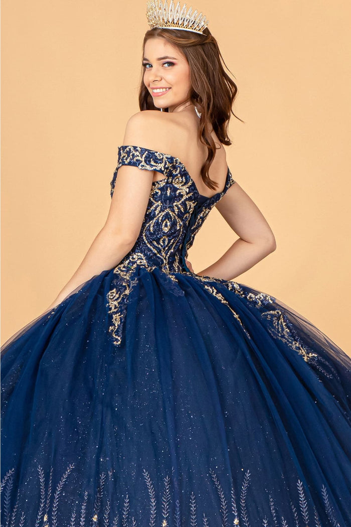 Navy & Gold Quinceanera Gown by Elizabeth K GL3079