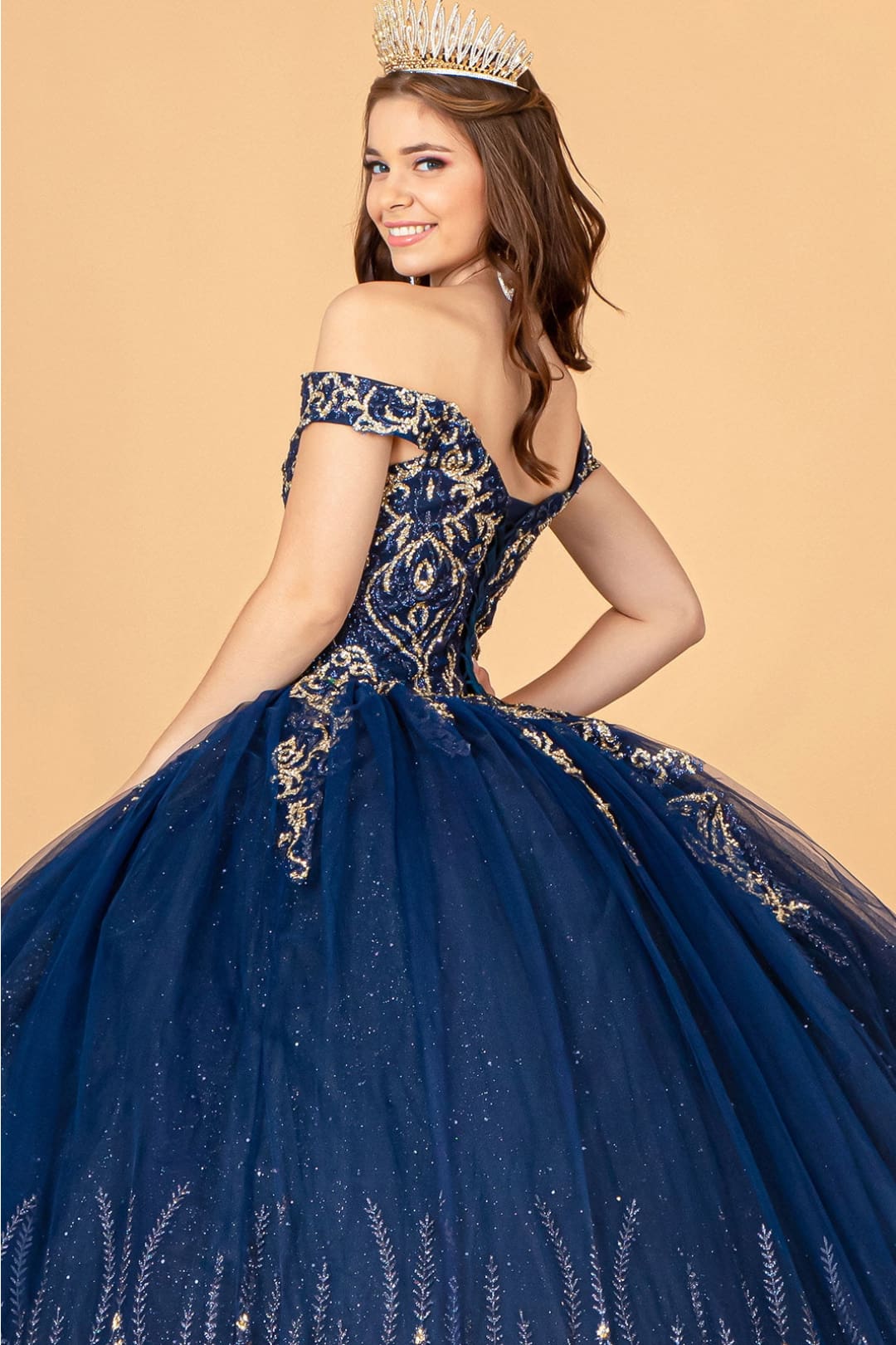 Beaded Off Shoulder Ball Gown by Elizabeth KGL3079