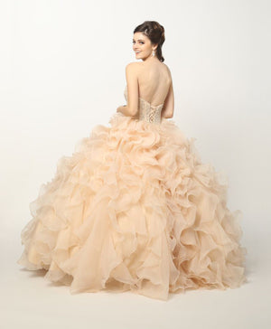 Juliet 1418 Beaded Sweetheart Organza Quinceanera Ball Gown