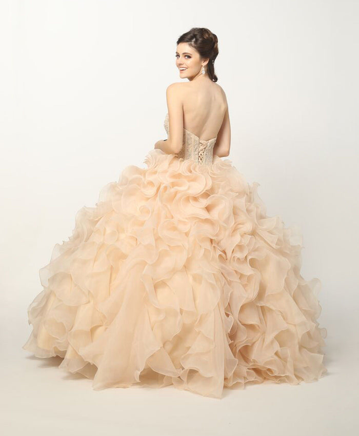 Juliet 1418 Beaded Sweetheart Organza Quinceanera Ball Gown