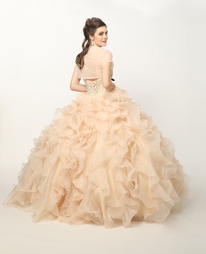 Juliet 1418 Beaded Sweetheart Organza Quinceanera Ball Gown