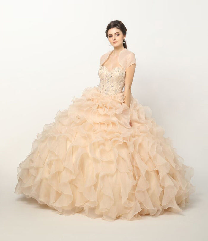 Juliet 1418 Beaded Sweetheart Organza Quinceanera Ball Gown